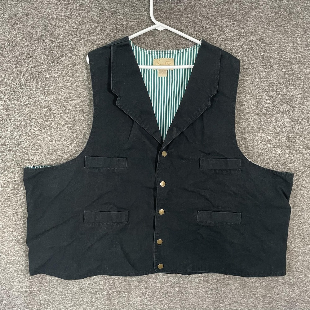 Scully Vest Mens 4XL Black Canvas Western Snap Front Lined Workwear Cowboy